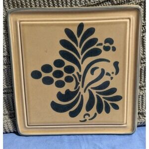 Vintage Pfaltzgraff Folk Art 615 Trivet 7.5" Square Hot Plate Made In USA
